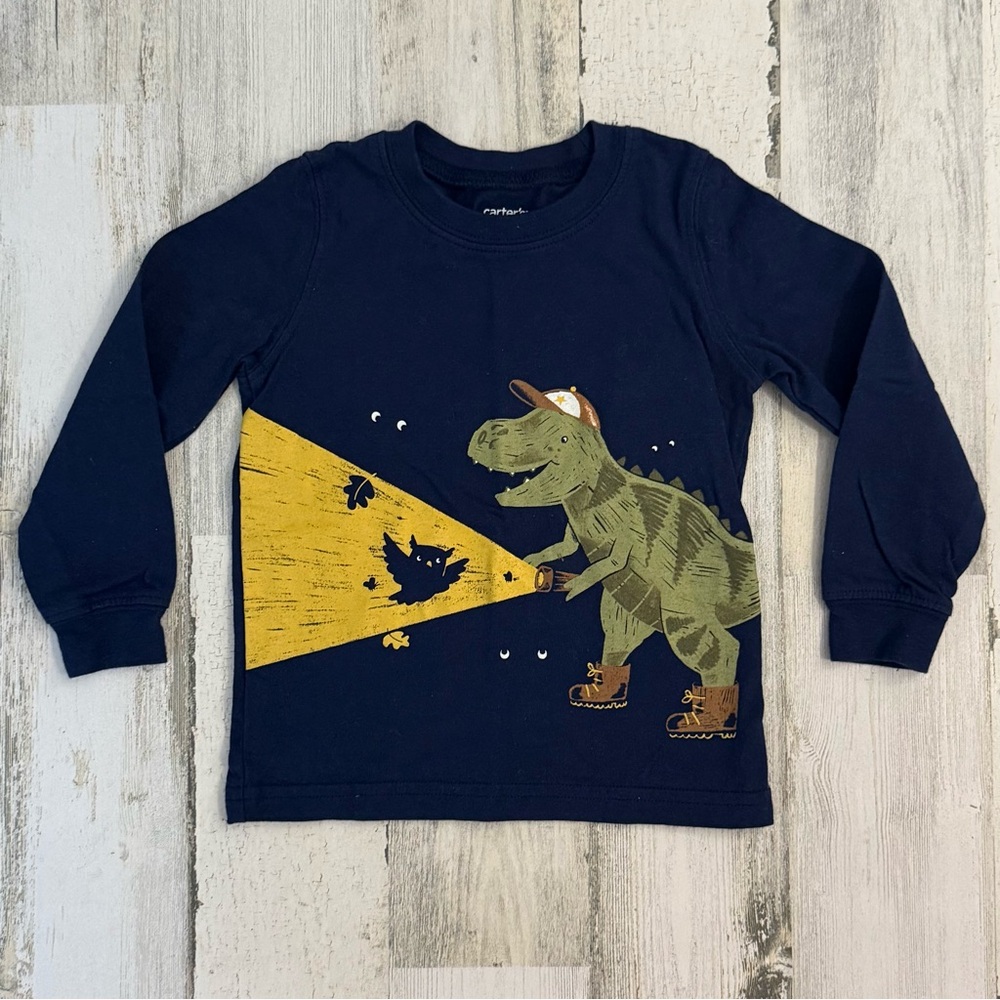Carter's Navy Long Sleeve Tee with Green Dino